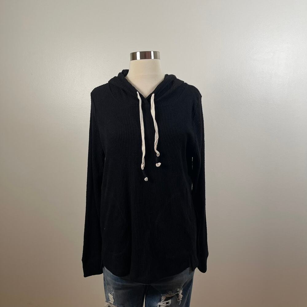 Postmark by Anthropologie • Rosalie Black Ribbed Hoodie